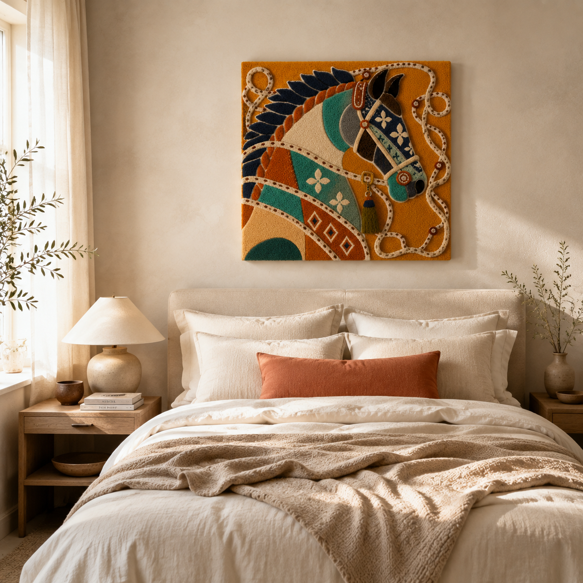 Hewn Earth jeweled horse profile wall art featuring a detailed horse head with sparkling embellishments on a neutral background.