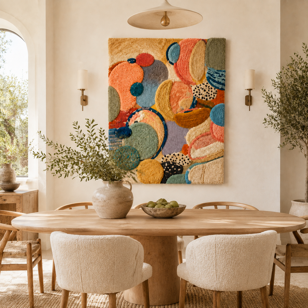 Hewn Earth Tidal Pebble Mosaic wall art featuring a textured design of small, smooth pebbles arranged in a calming pattern.