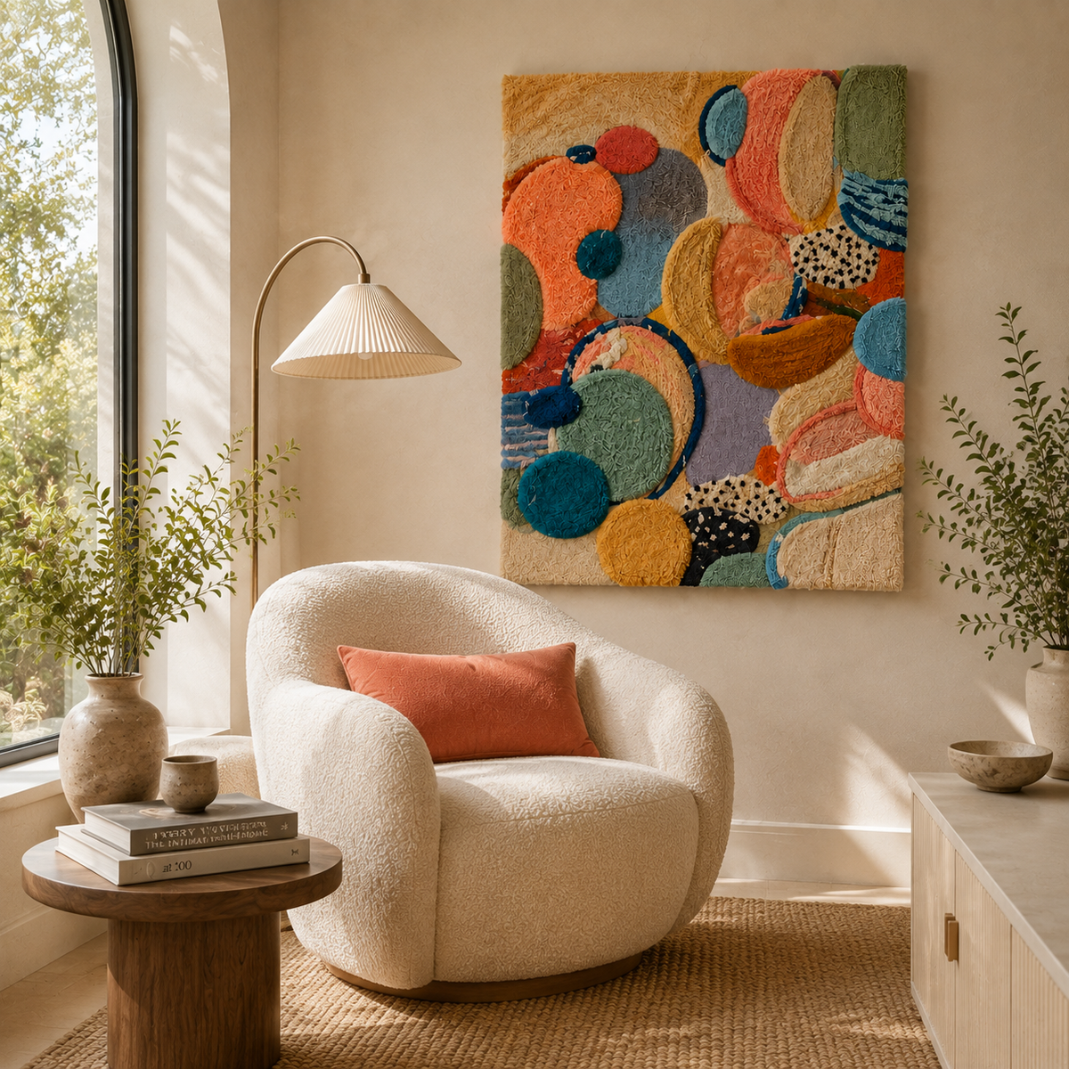Hewn Earth Tidal Pebble Mosaic wall art featuring a textured design of small pebbles in natural tones.