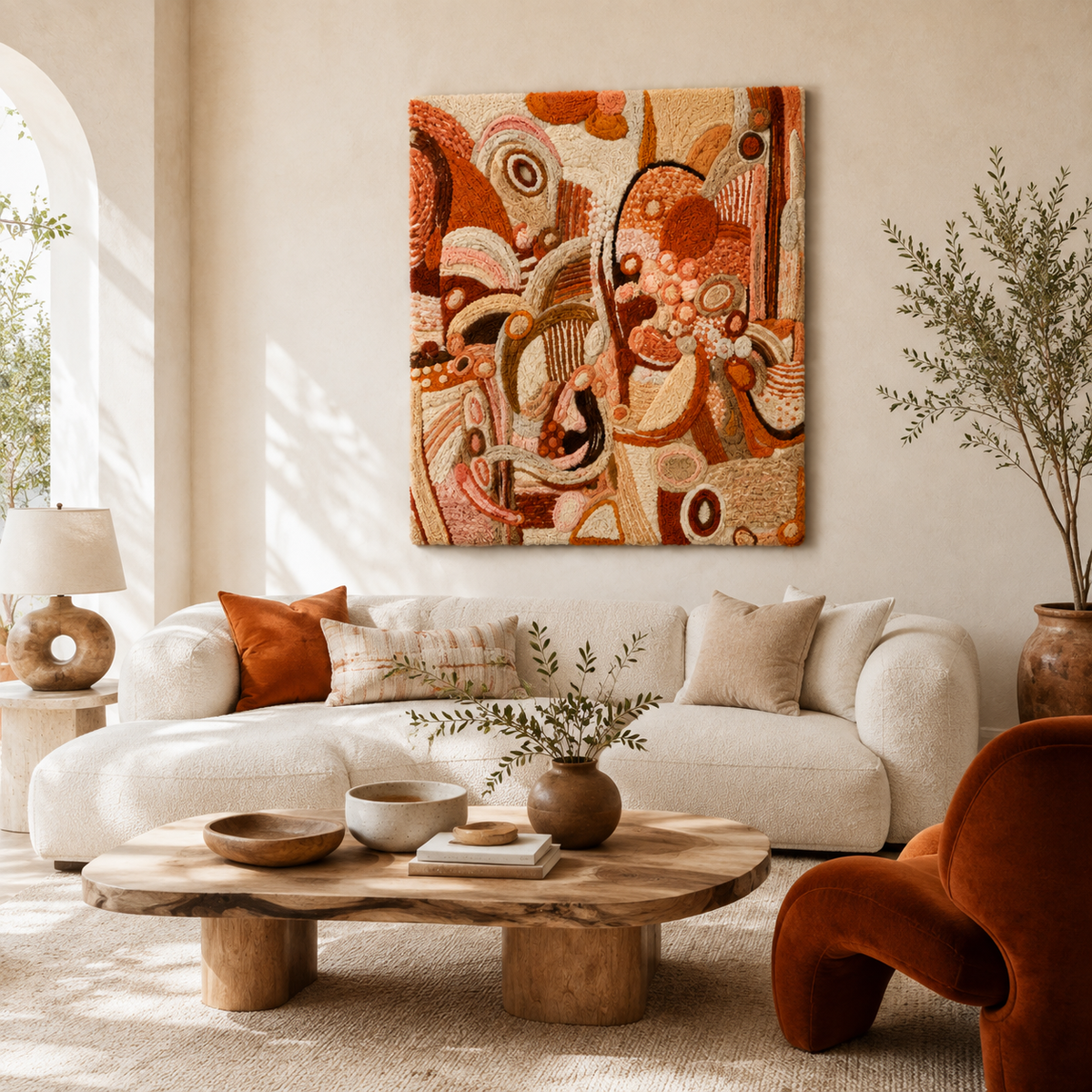 Hewn Earth Terracotta Orbit Garden wall art featuring a circular terracotta design with earthy textures for indoor decor.