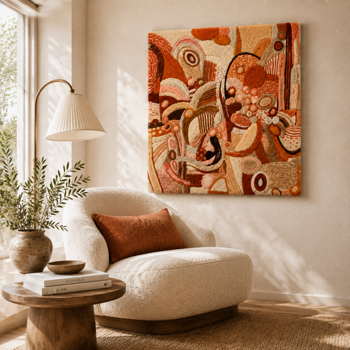 Hewn Earth terracotta orbit wall art featuring circular, textured terracotta design for garden or indoor decor.