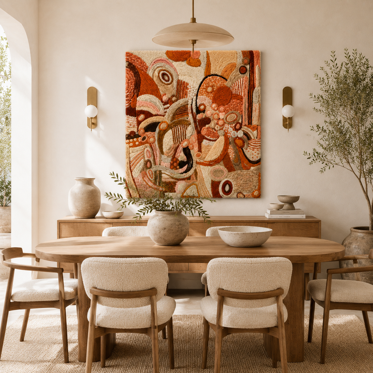 Hewn Earth Terracotta Orbit Garden wall art featuring a circular terracotta design with textured, earthy details.