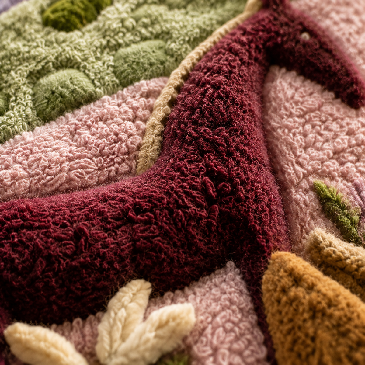 Close-up of Hewn Earth Violet Pasture Reverie wall art showing vibrant purple and green pastel abstract landscape design.