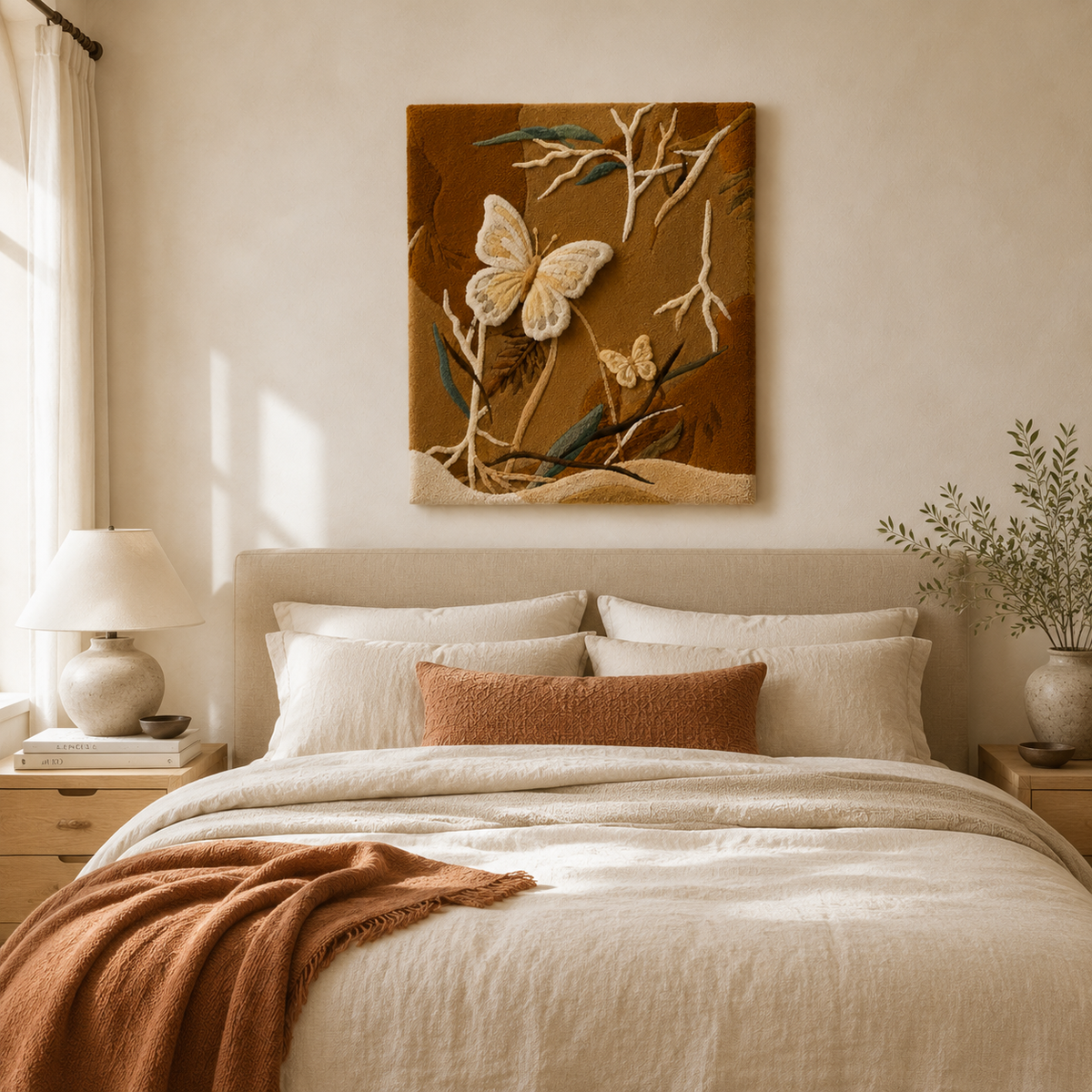 Hewn Earth Woodland Butterfly Branch wall art featuring a natural wooden branch with butterfly accents for home decor.