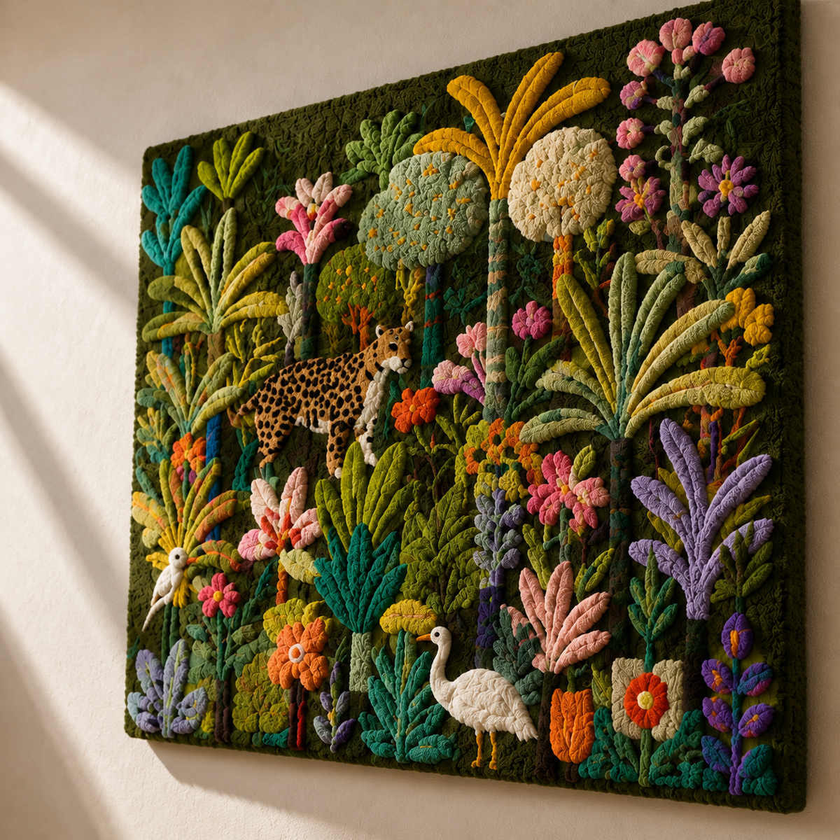 Midnight Garden Menagerie wall art by Hewn Earth featuring a detailed nature scene with vibrant floral and animal motifs.