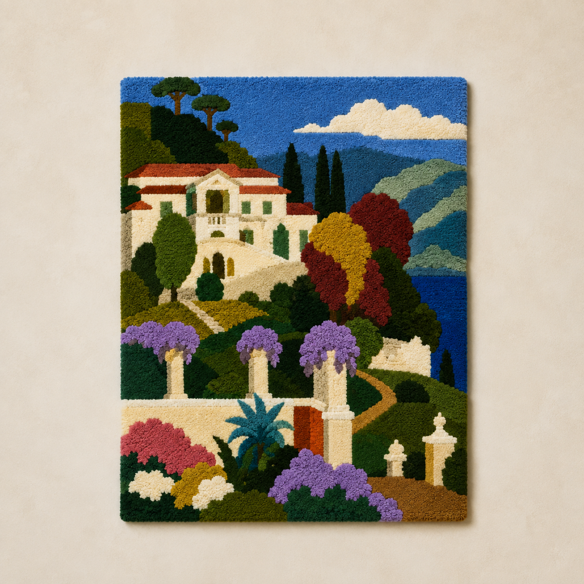 Hewn Earth Azure Villa Garden wall art featuring vibrant nature-inspired design for home decor.