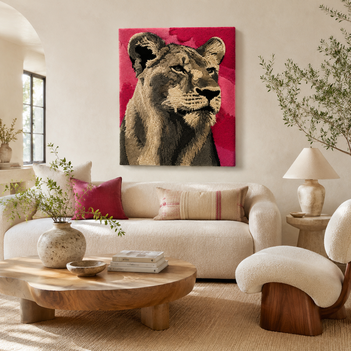 Rosefield Lion wall art by Hewn Earth, featuring a detailed, artistic depiction of a lion in a modern, decorative style.