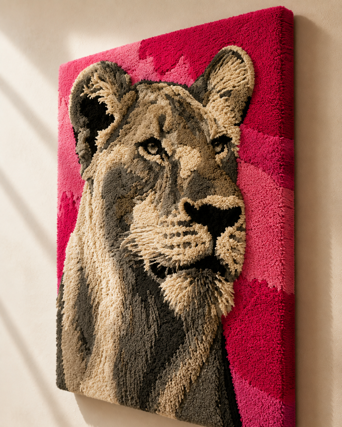 Rosefield Lion wall art by Hewn Earth featuring a detailed, artistic depiction of a lion in a naturalistic style.