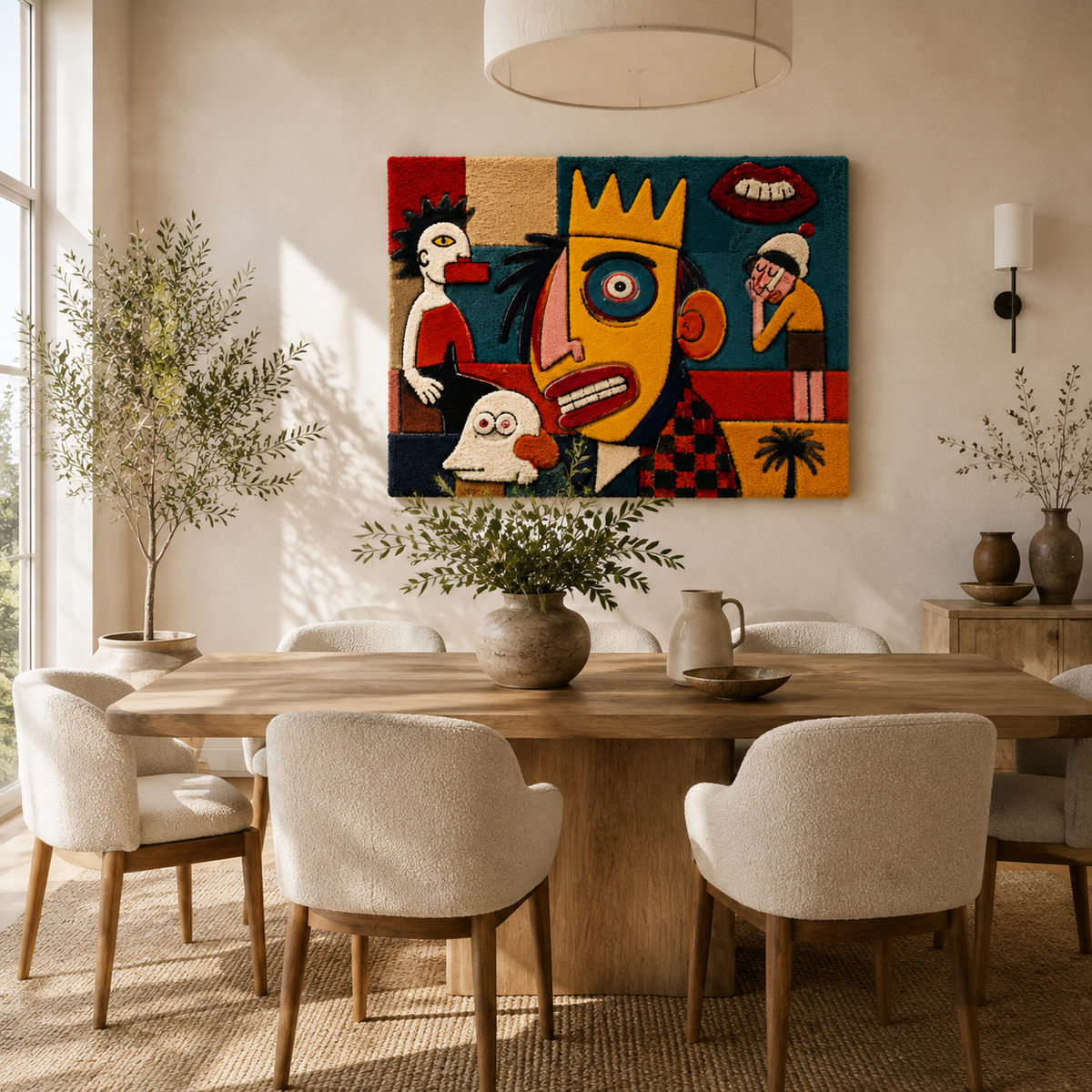 Hewn Earth Crowned Studio Chorus wall art featuring a detailed illustration of a crowned figure on a textured background.