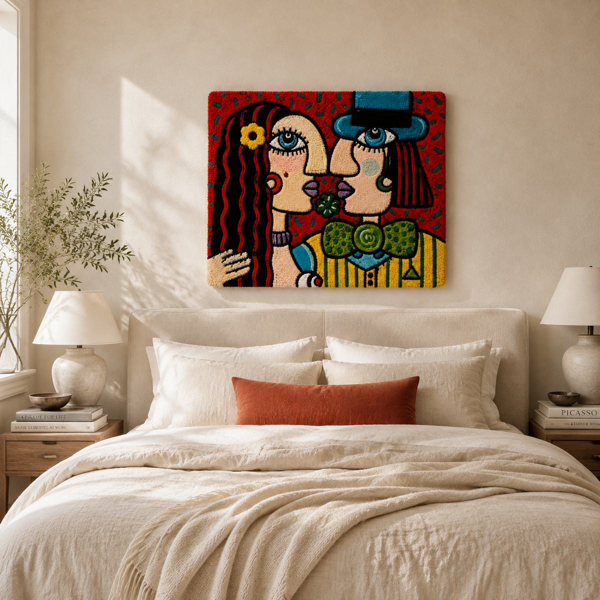 Crimson Twin Muses Hewn Earth wall art featuring vibrant red and pink abstract designs for modern interior decor.