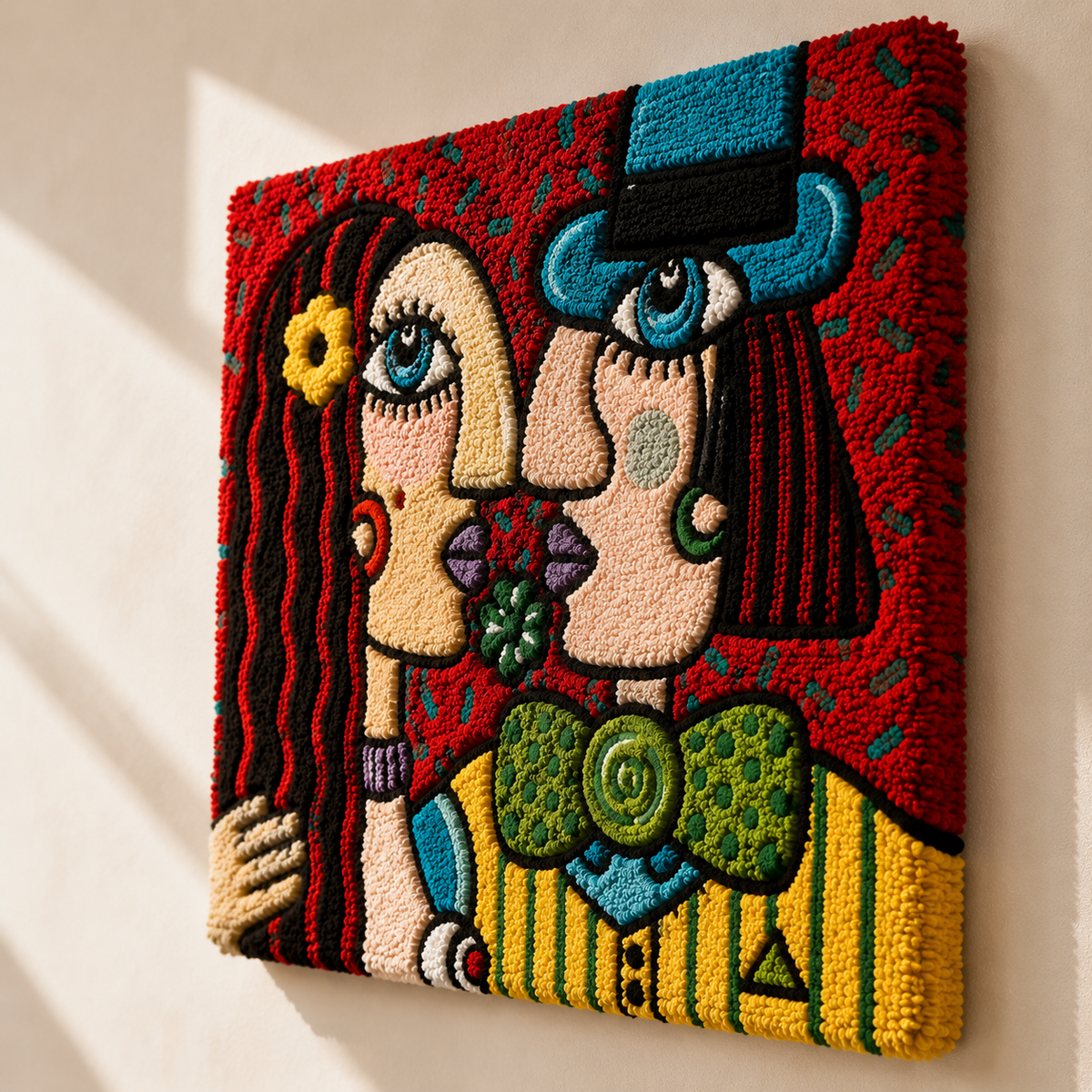 Crimson Twin Muses Hewn Earth wall art featuring vibrant red and dark tones with abstract muse-inspired design.