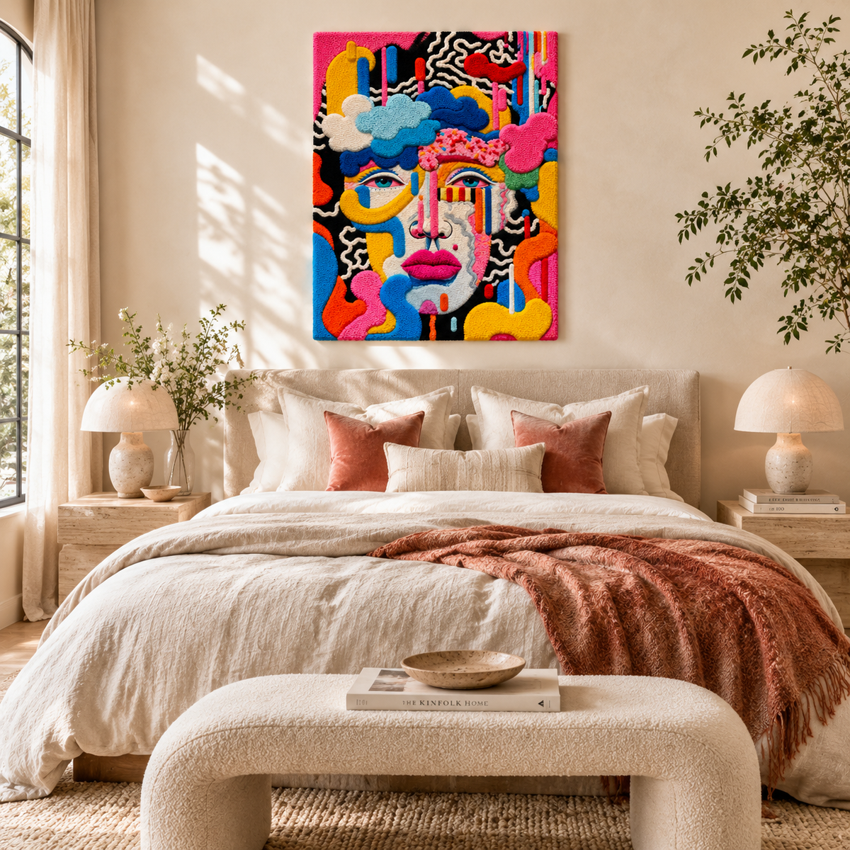 Electric Reverie face wall art by Hewn Earth, featuring vibrant abstract design on textured canvas.
