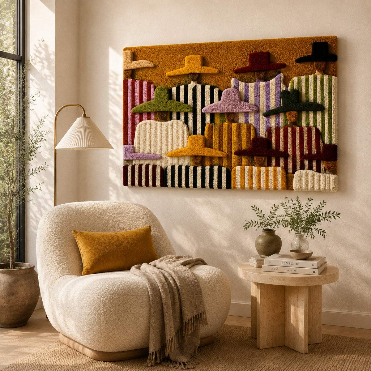 Ochre Rhythm Terrace wall art by Hewn Earth, featuring textured abstract design suitable for modern home decor.