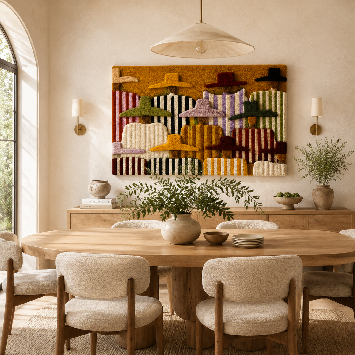 Ochre Rhythm Terrace wall art by Hewn Earth featuring abstract, textured design in warm ochre tones for modern home decor