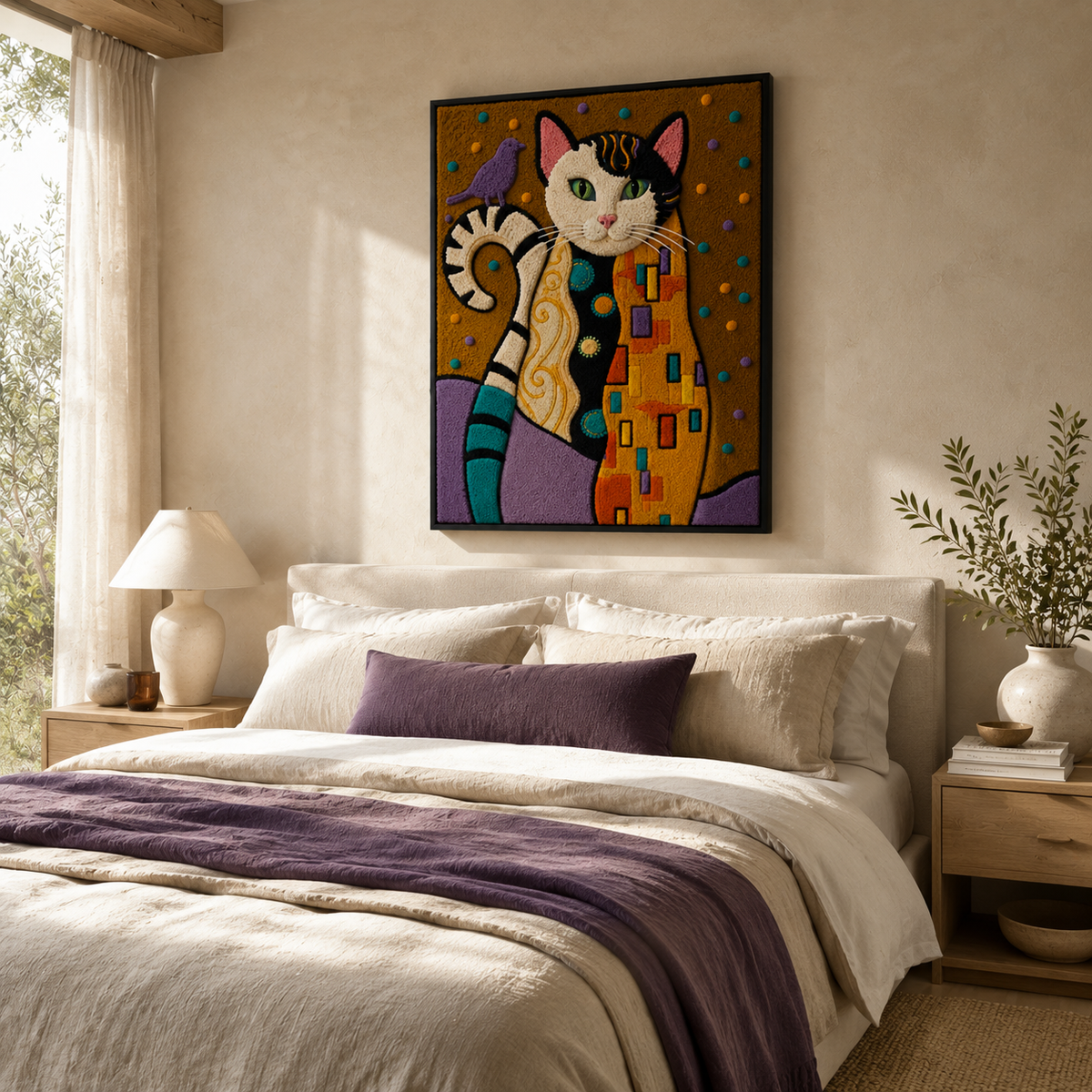 Gilded Garden Cats wall art by Hewn Earth featuring elegant gold-finished feline sculptures on a decorative background