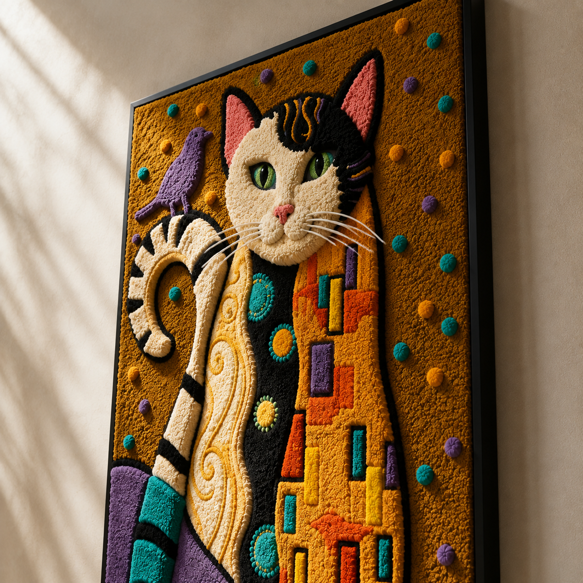 Hewn Earth Gilded Garden Cats wall art featuring elegant feline illustrations on a decorative garden-themed background.