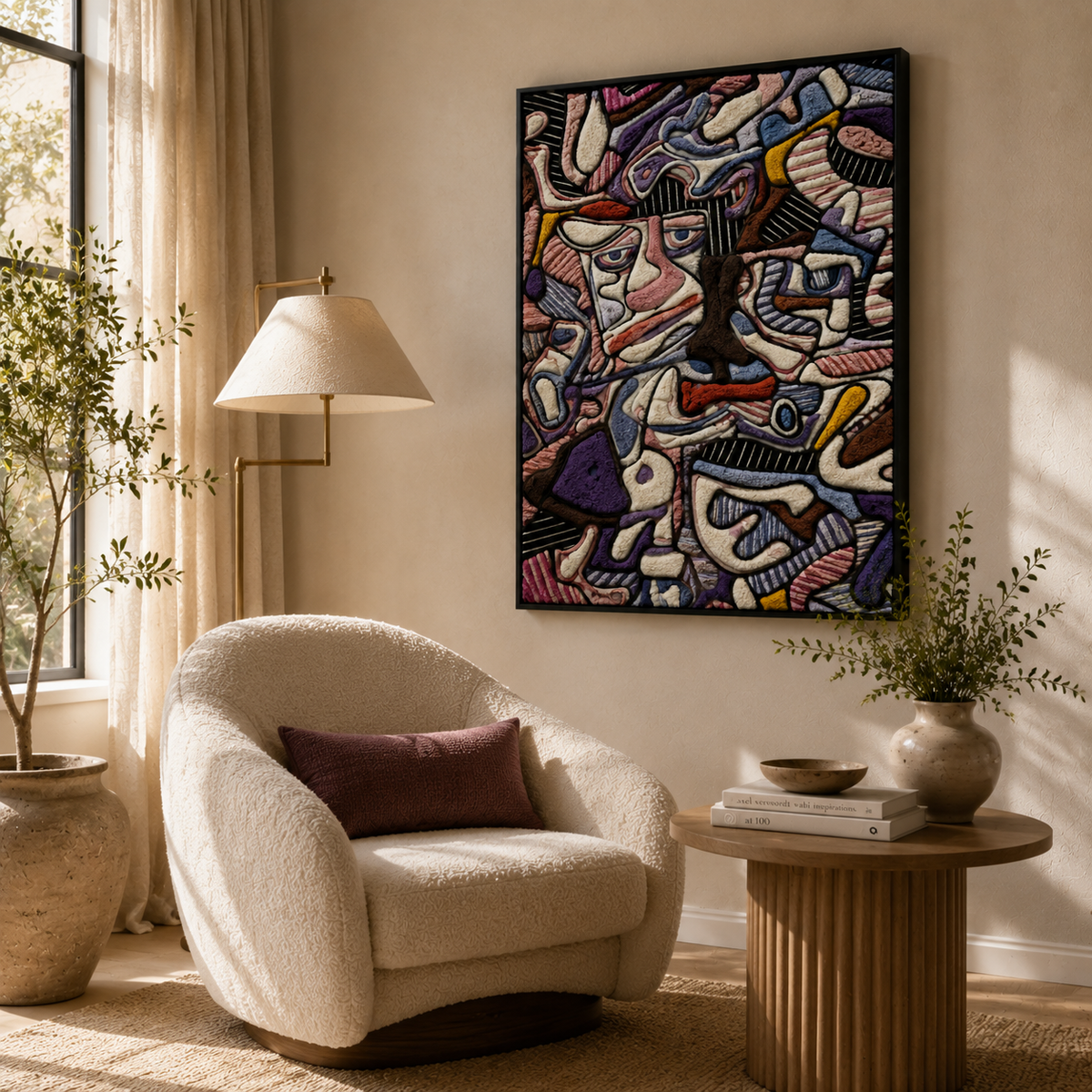 Hewn Earth Stone Current Labyrinth wall art featuring intricate stone-inspired design, perfect for modern interior decor.