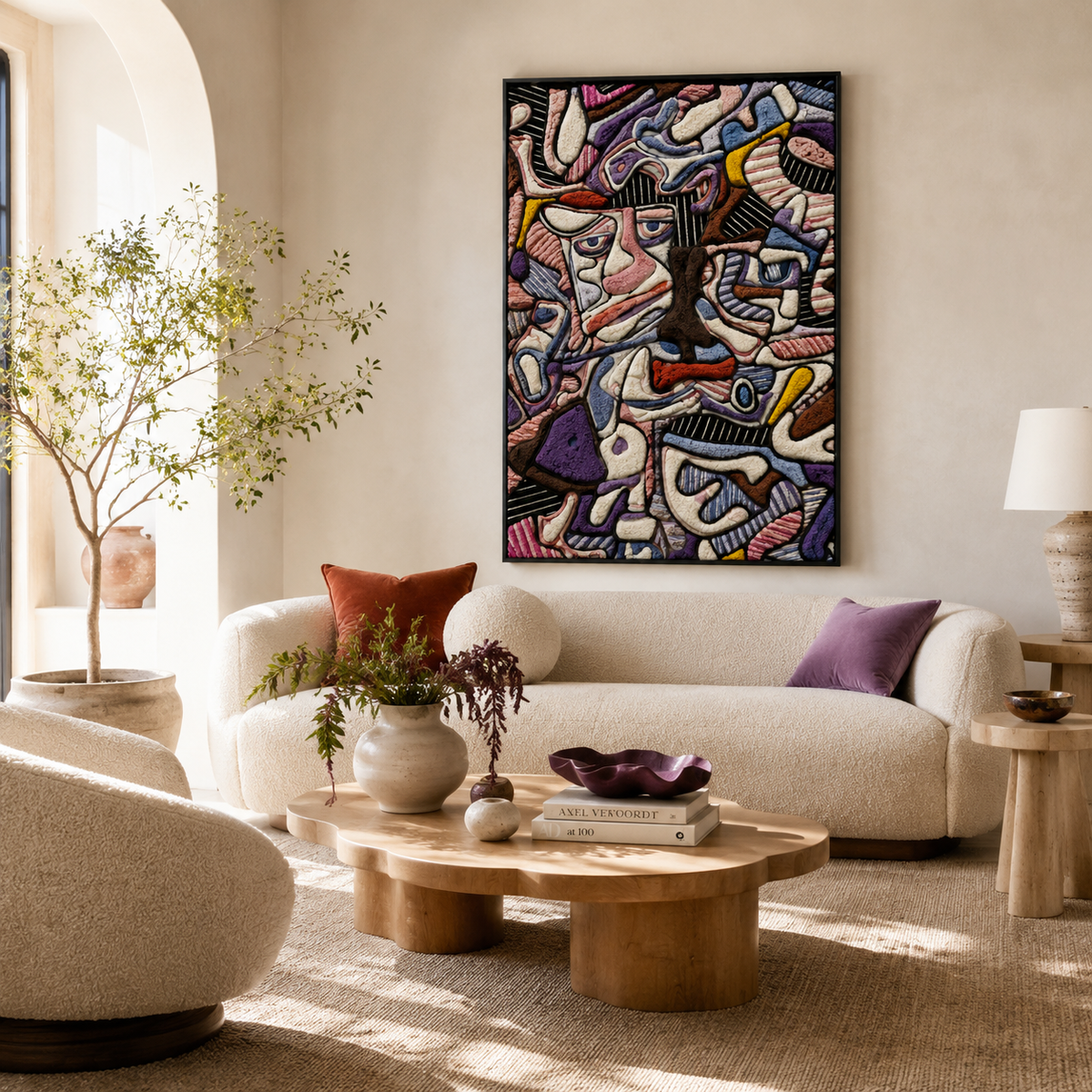 Hewn Earth Stone Current Labyrinth wall art featuring intricate stone pattern design on a neutral background
