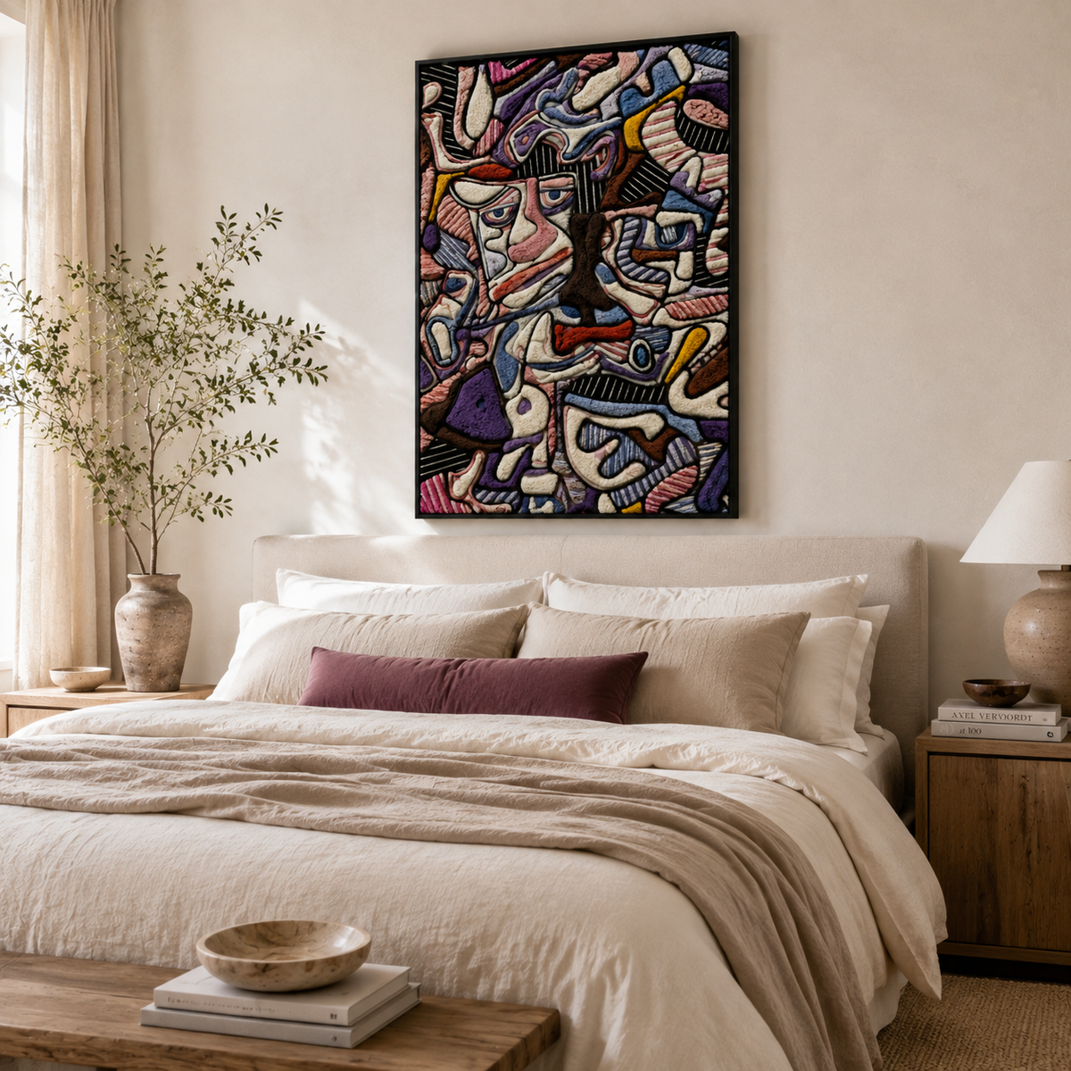 Hewn Earth Stone Current Labyrinth wall art featuring intricate stone labyrinth design on a textured background