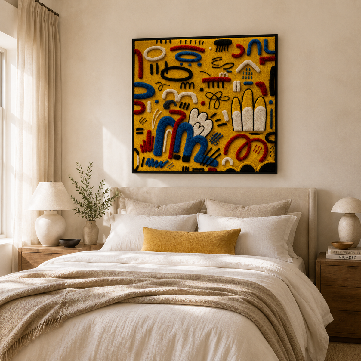 Sunlit Symbol Field wall art by Hewn Earth featuring a detailed abstract design in warm, earthy tones.