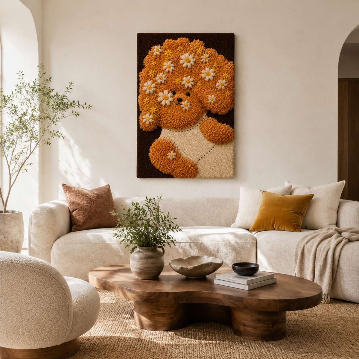 Marigold Cloud Muse wall art by Hewn Earth featuring vibrant marigold and soft cloud design on a textured background.