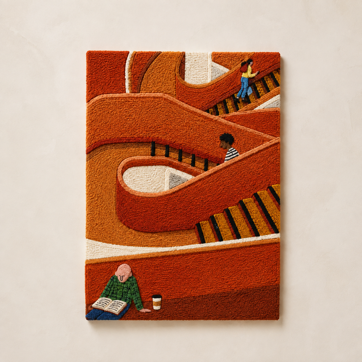 Hewn Earth terracotta wall art featuring layered stairway design, textured surface, and earthy tones for rustic home decor.