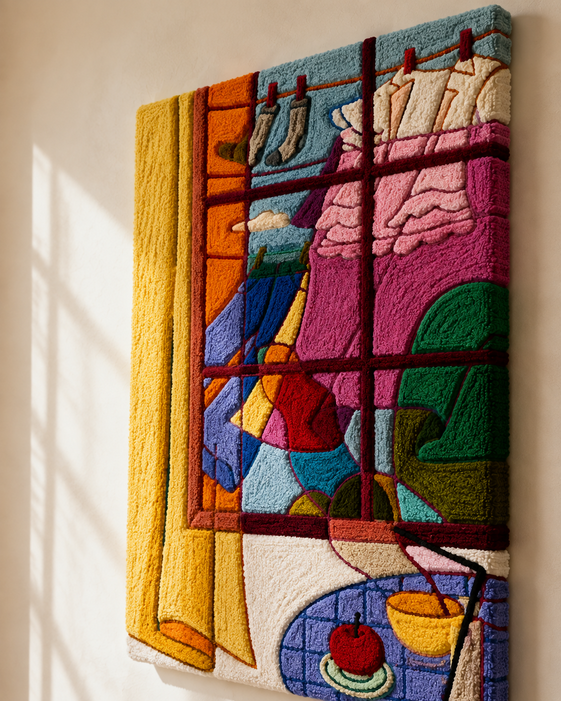Colorful chromatic wall art by Hewn Earth featuring vibrant geometric patterns on a canvas.