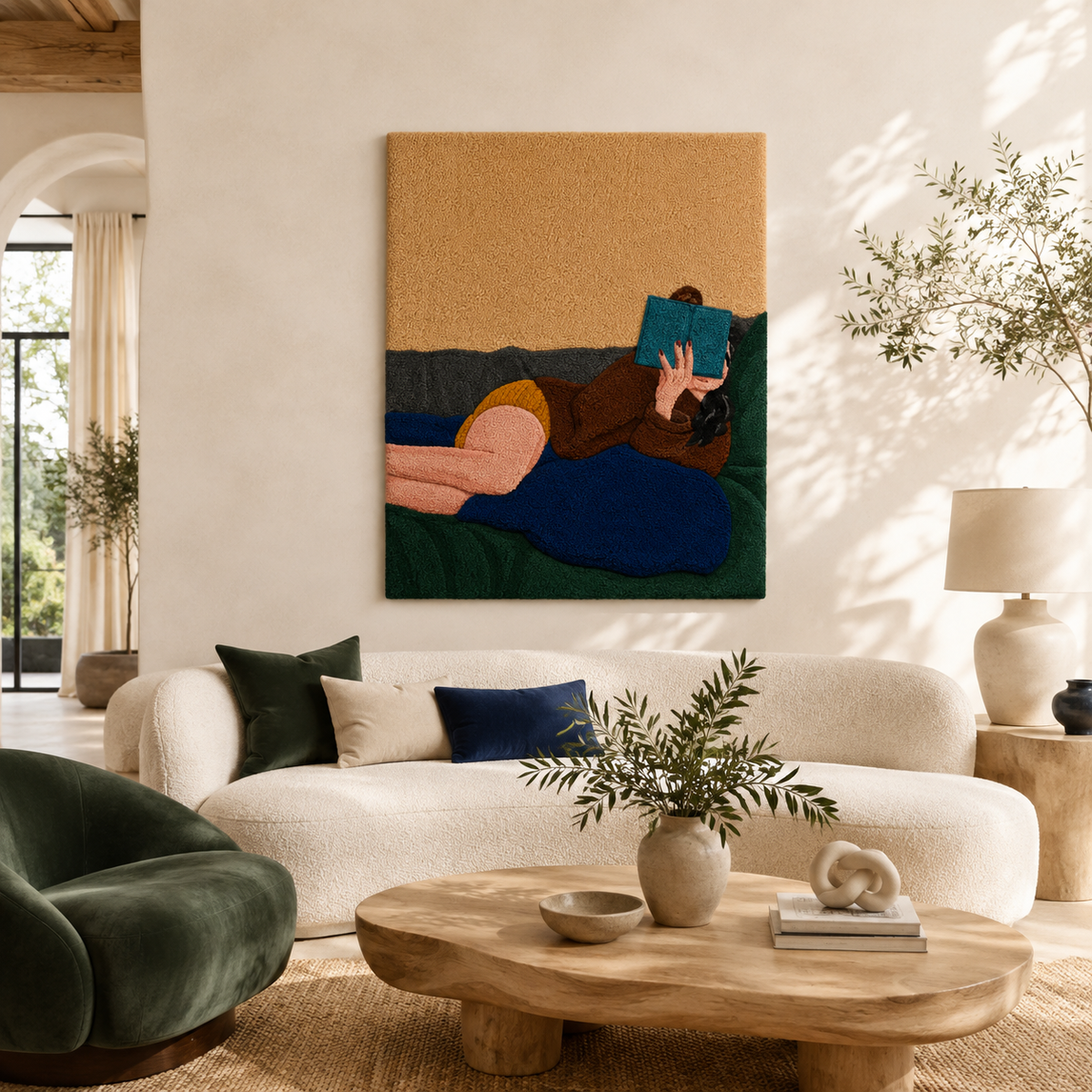 Quiet Blue Reader wall art by Hewn Earth, featuring a serene blue-toned abstract design suitable for modern home decor.