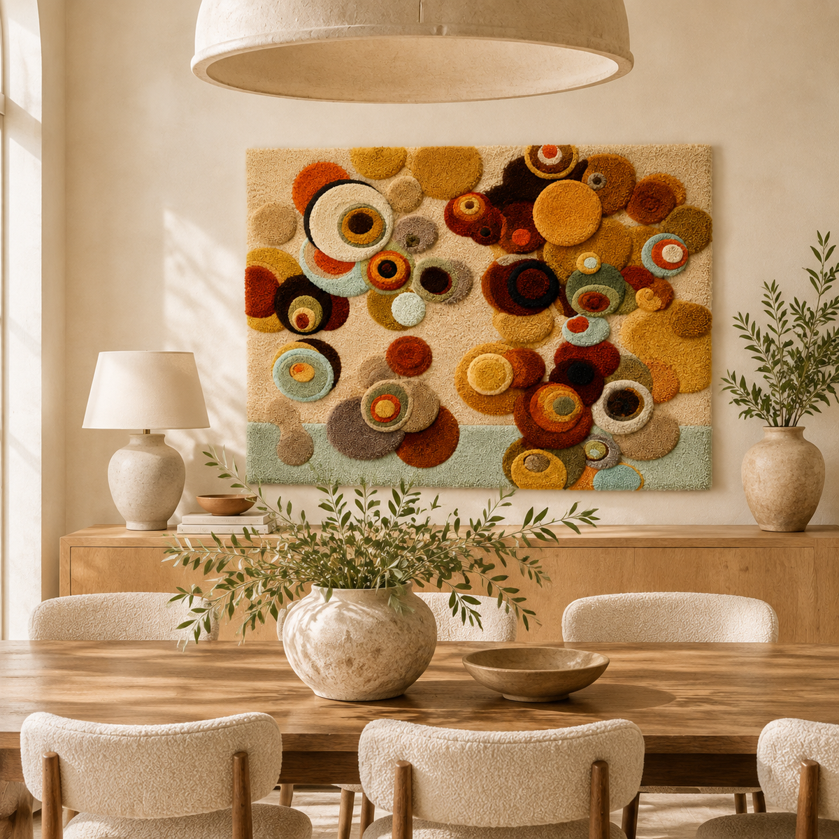 Desert Orbit Bloom wall art by Hewn Earth featuring vibrant desert-inspired floral design on a canvas.