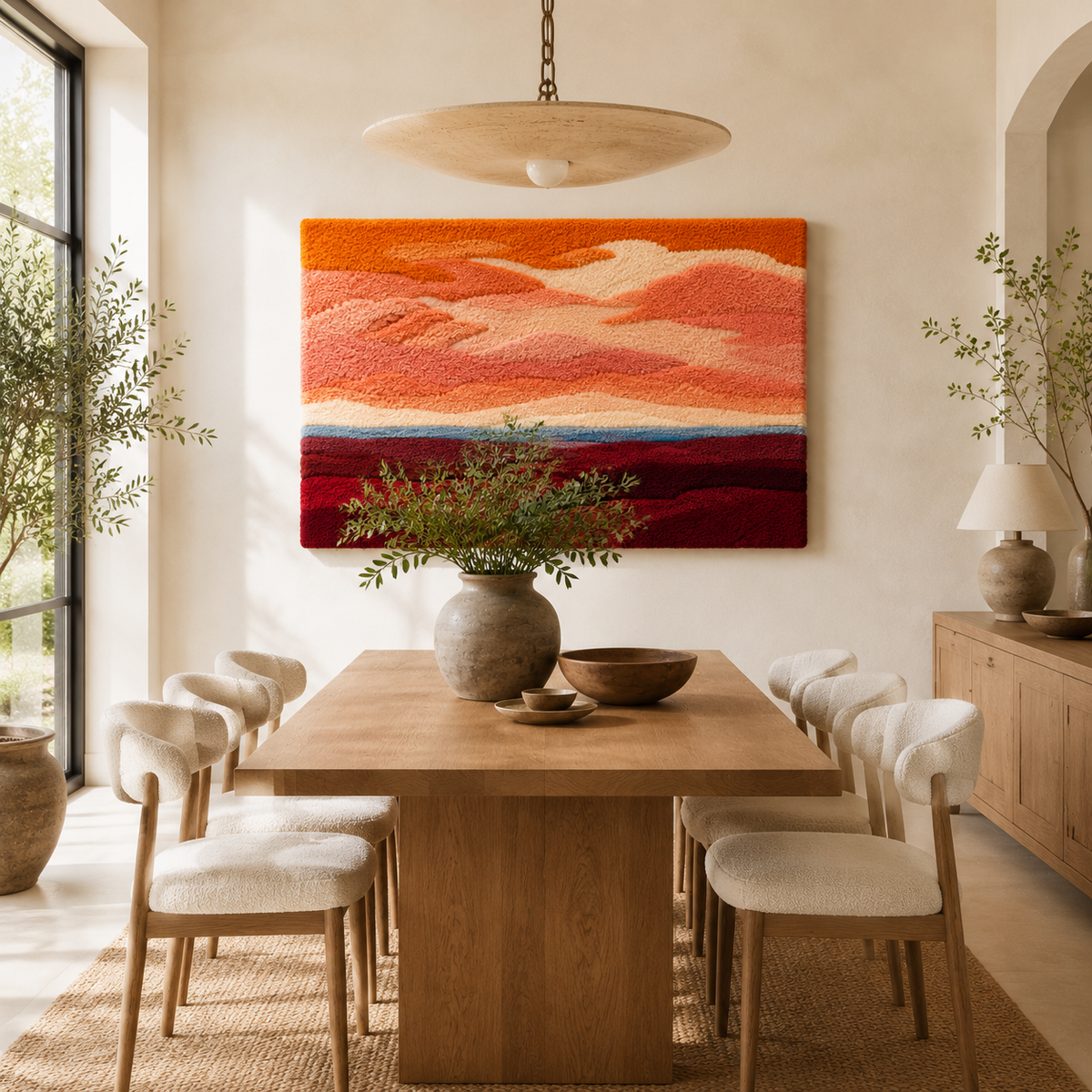 Hewn Earth Rose Horizon wall art featuring a vibrant, abstract rose design on a neutral background for modern home decor.