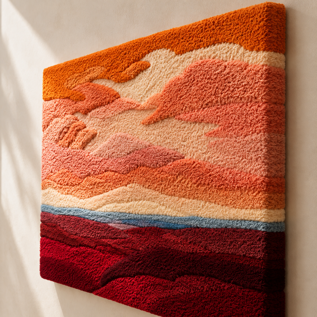 Hewn Earth Rose Horizon wall art featuring a vibrant, abstract rose design on a textured background.
