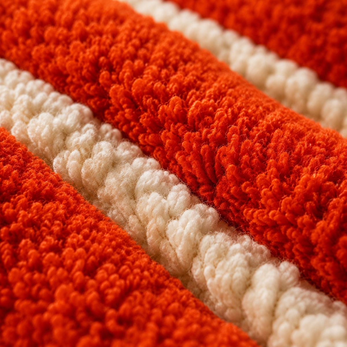 Close-up of Hewn Earth Vermilion Cord Rhythm wall art featuring intricate woven cord patterns and vibrant red hues.
