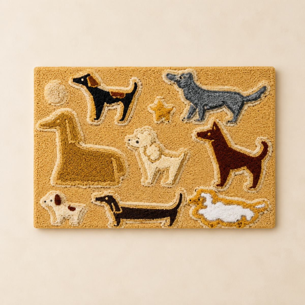 Ochre Cat Parade wall art by Hewn Earth featuring colorful, whimsical cat illustrations on a decorative wall art piece.