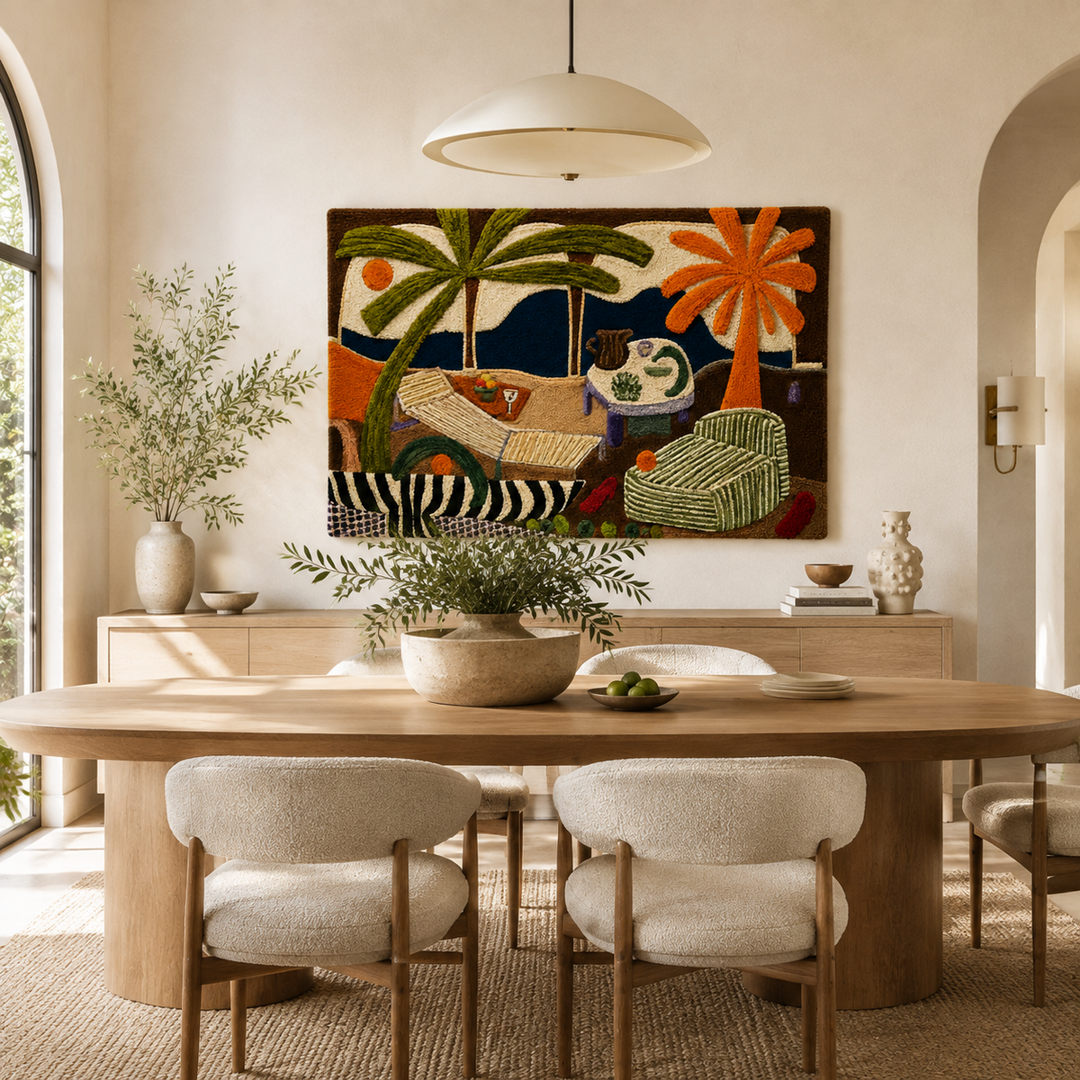 Hewn Earth Palm Lounge Still Life wall art print featuring a serene palm scene, suitable for modern home decor.