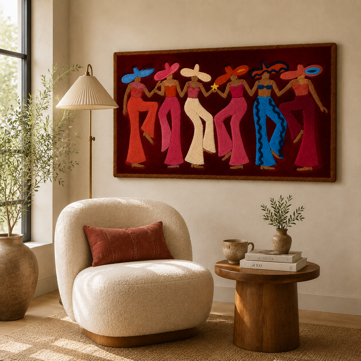 Oxblood Chorus Line wall art by Hewn Earth, featuring a striking abstract design in rich oxblood tones for modern interior decor.