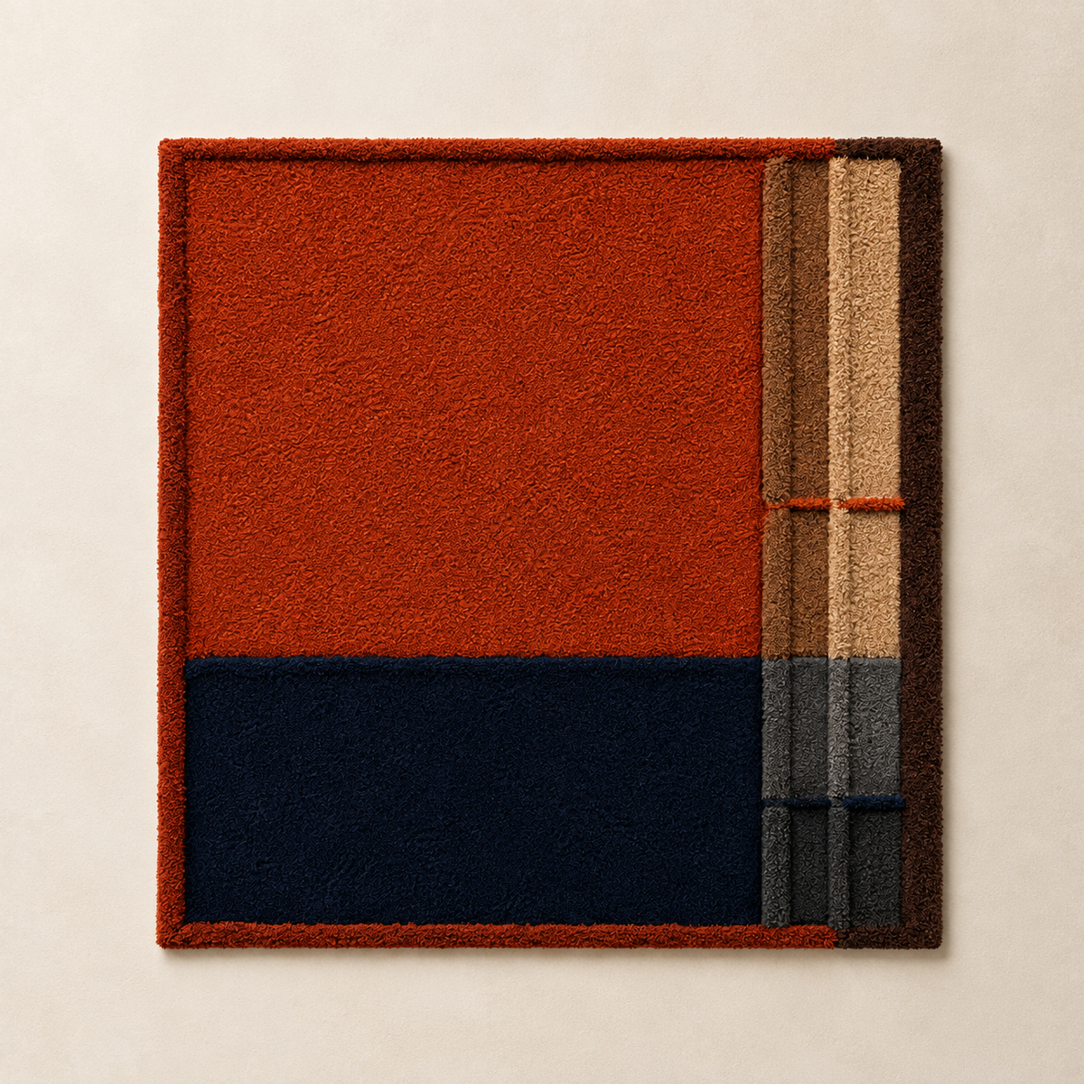 Hewn Earth Ember Ledger Grid wall art with a geometric metal design on a neutral background.