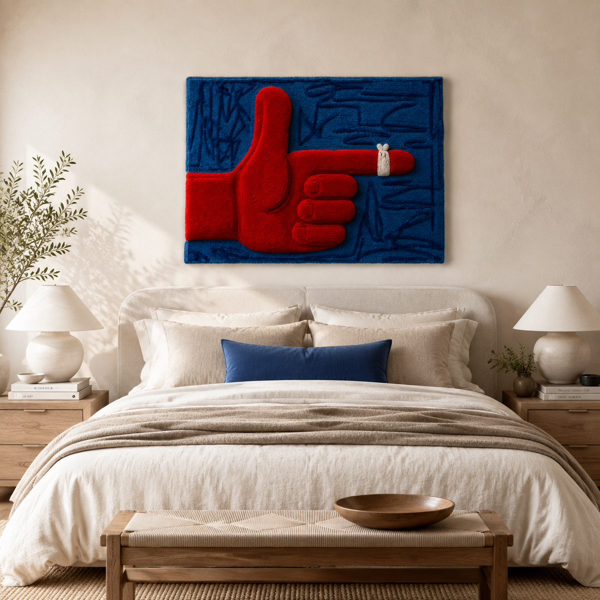 Blue field wall art by Hewn Earth featuring abstract landscape in vivid blue tones on a textured canvas.