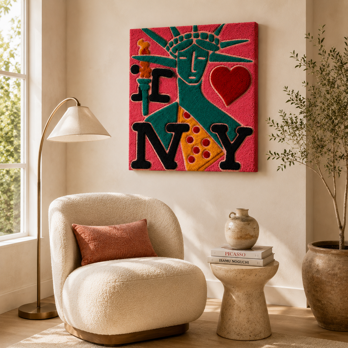 Hewn Earth Liberty Heart Pop wall art featuring a colorful heart-shaped design on a neutral background.