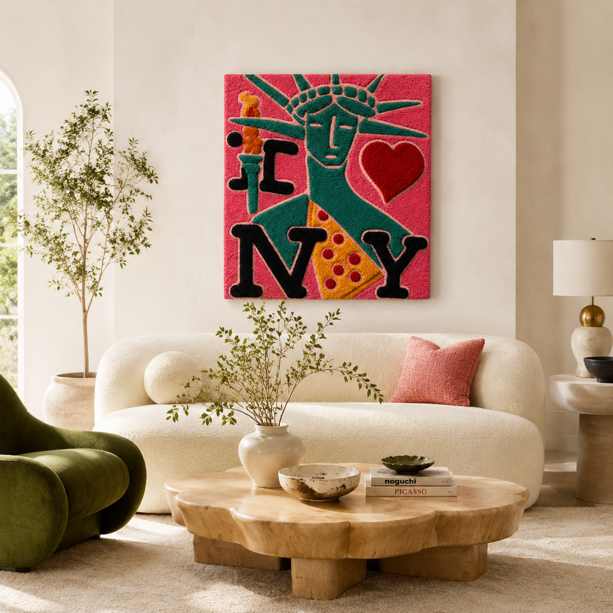 Hewn Earth Liberty Heart Pop wall art featuring a vibrant, colorful heart design on a neutral background.