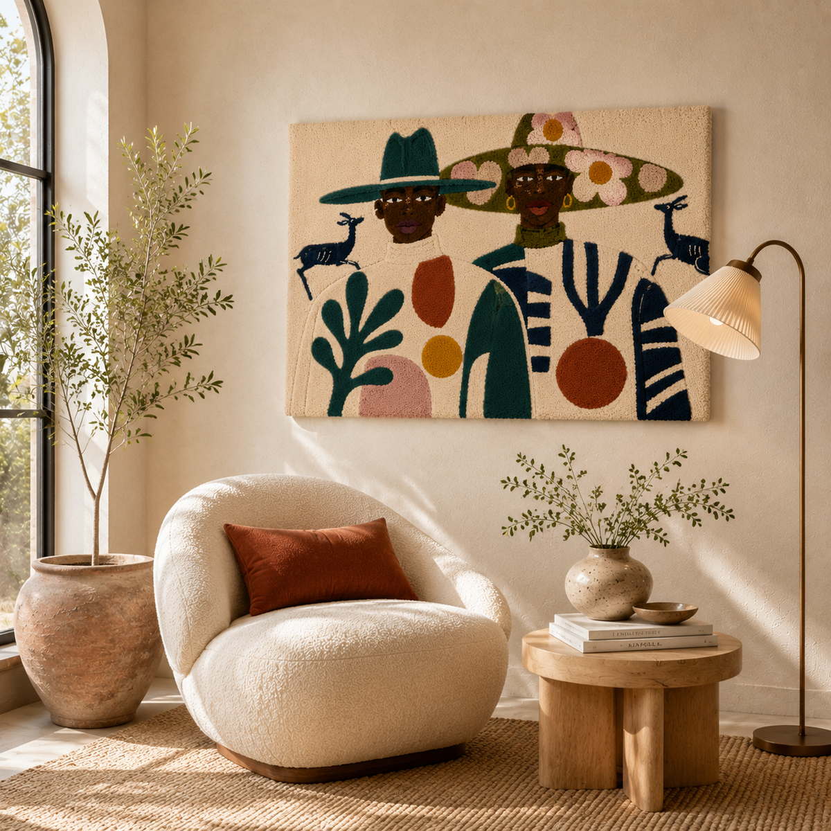 Hewn Earth Harvest Hat Duo wall art featuring two rustic harvest hats with earthy tones and textured details.