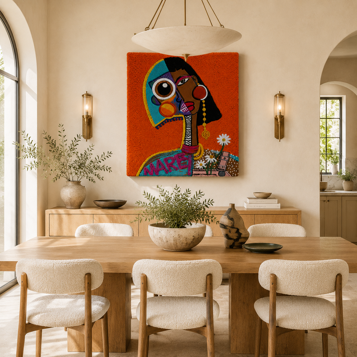 Terracotta Marley wall art by Hewn Earth, featuring a textured clay sculpture with intricate patterns and earthy tones.