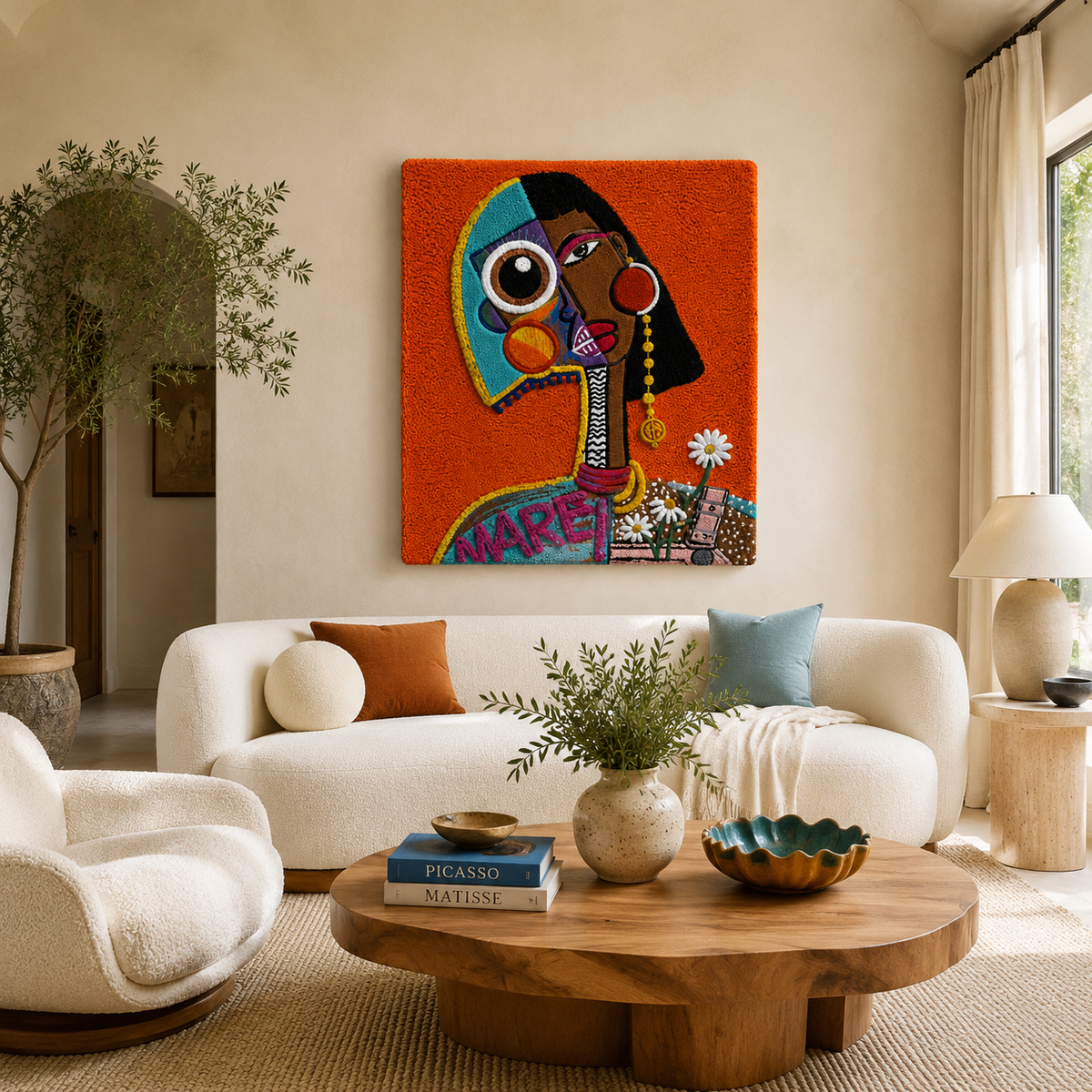 Terracotta Marley wall art by Hewn Earth featuring earthy tones and textured surface, ideal for bohemian or rustic interior decor.