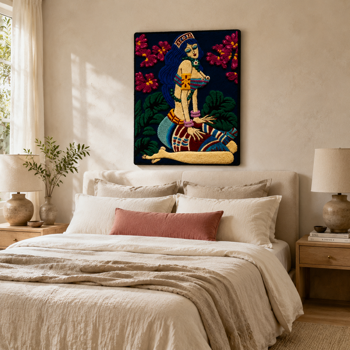Hewn Earth Botanical Reverie at Midnight wall art featuring dark, lush botanical illustrations on a canvas or print.