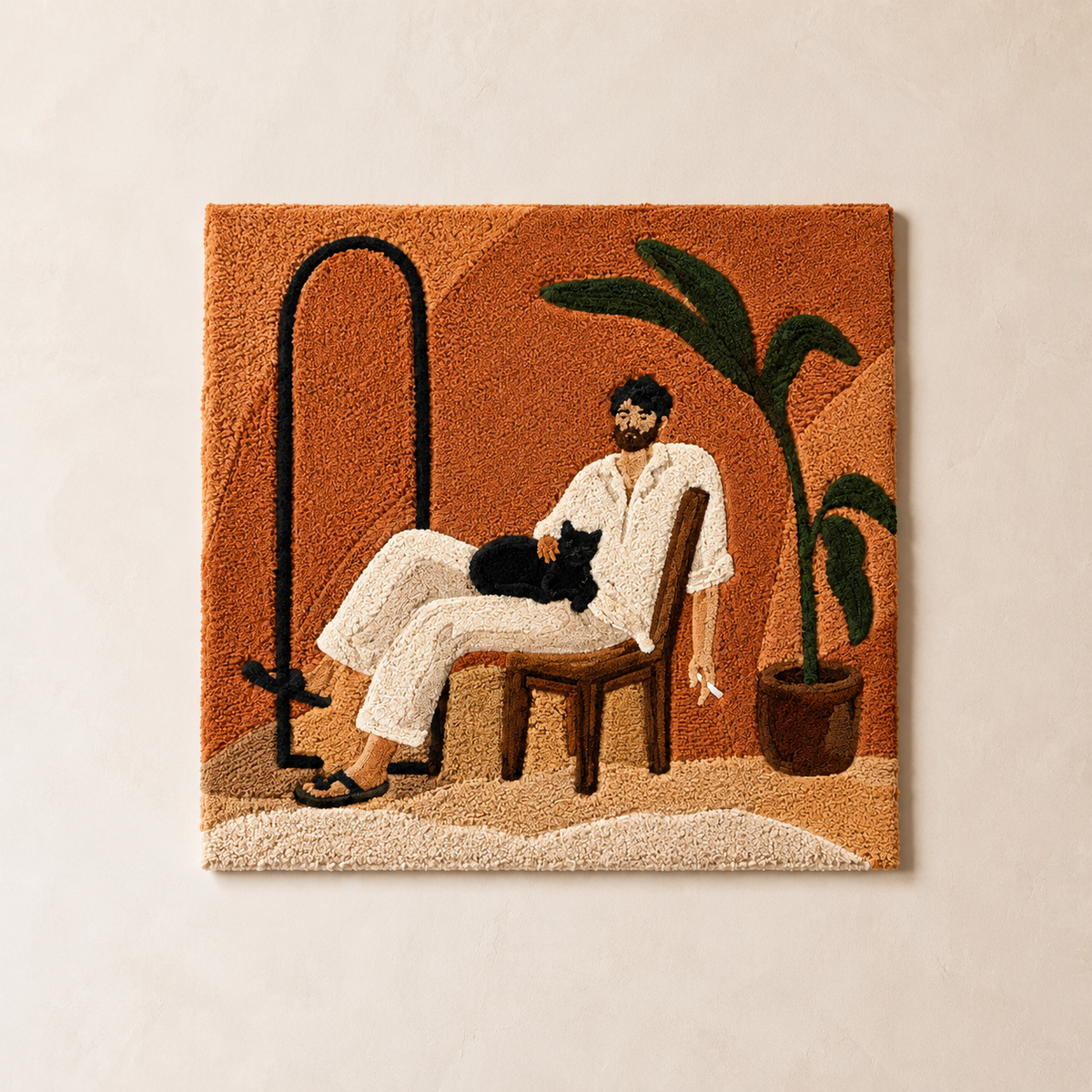 Hewn Earth Terracotta Reading Pause wall art featuring a warm terracotta color and minimalist design for home decor.