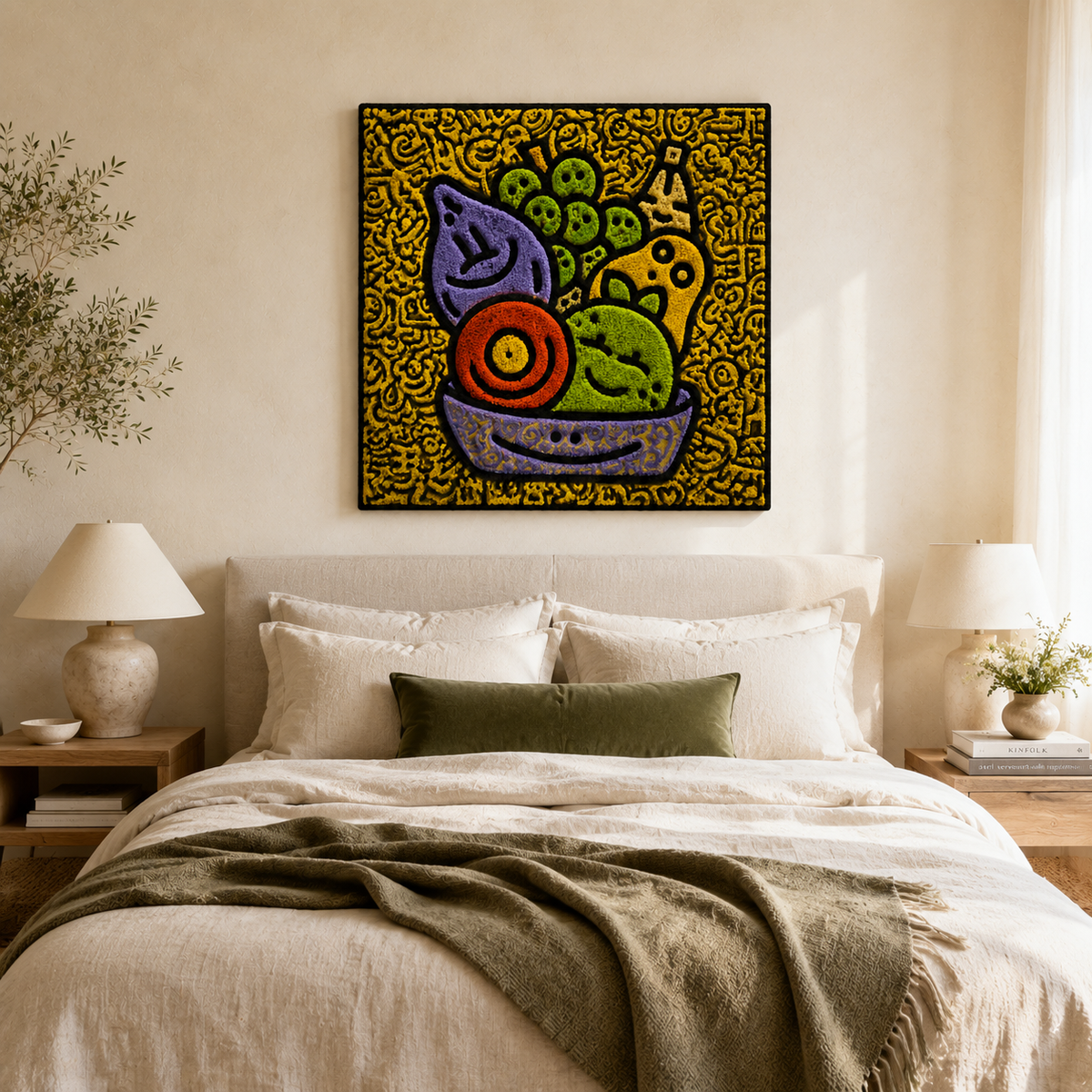 Neon Garden Coil wall art by Hewn Earth featuring vibrant, colorful neon design perfect for modern interior decor.