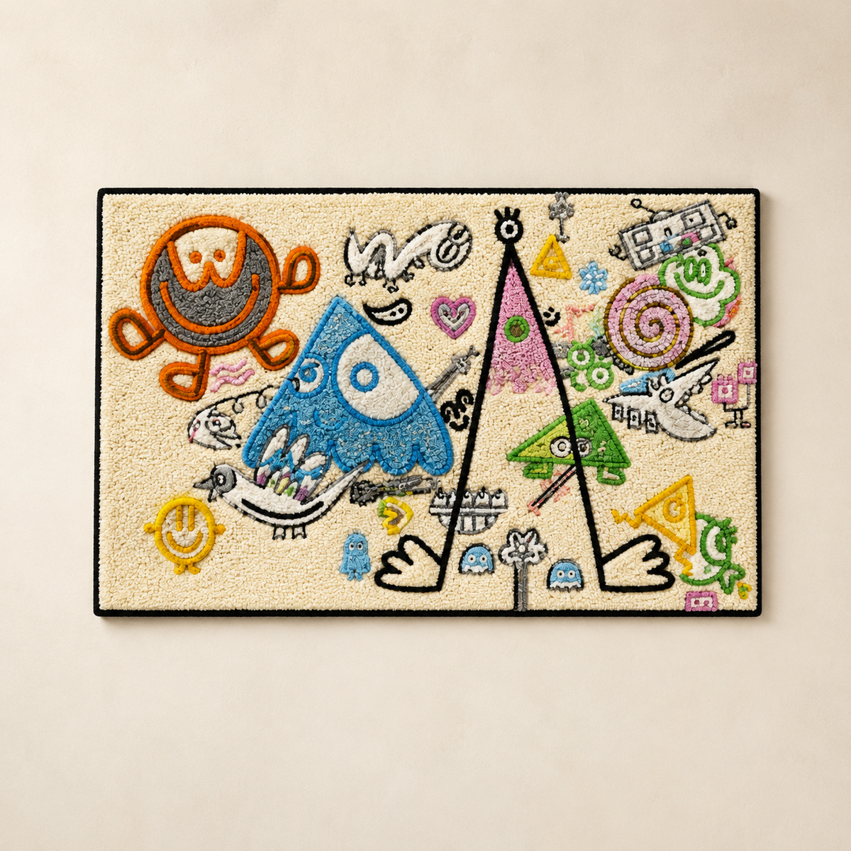 Hewn Earth Playground Geometry wall art featuring colorful geometric shapes on a light background for children’s playroom decor