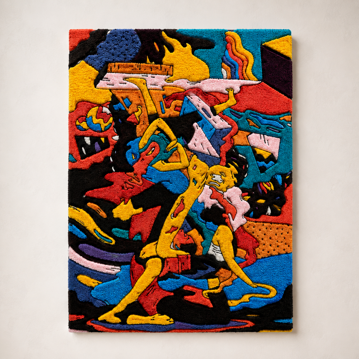 Hewn Earth Carnival Motion wall art featuring vibrant, abstract motion-inspired design on a light background.