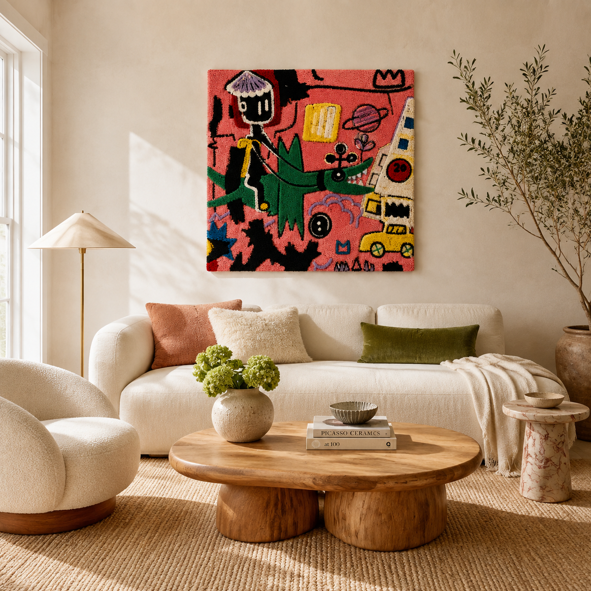 Hewn Earth Signal Walker wall art featuring abstract design in earthy tones, suitable for modern home decor.