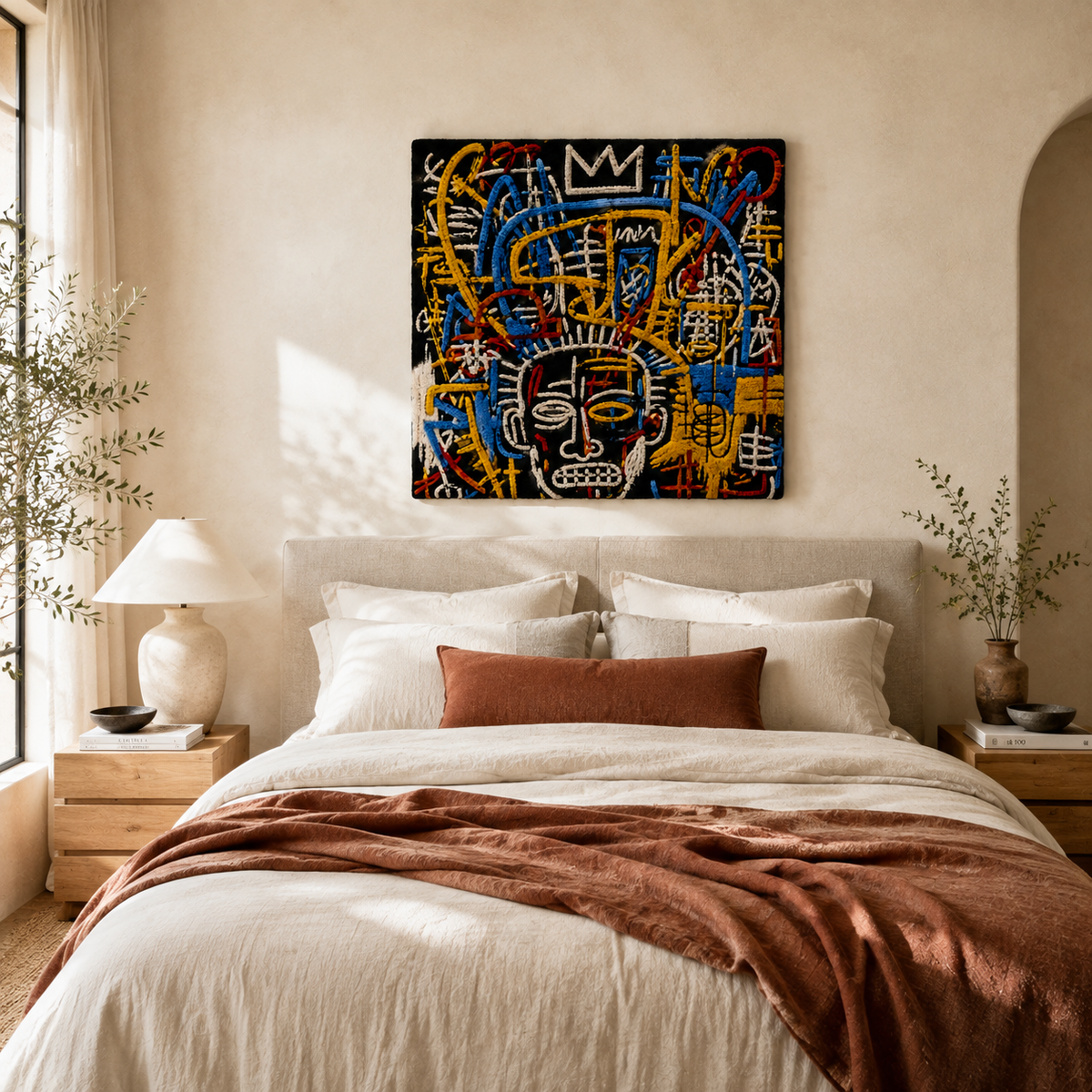 Hewn Earth Crowned Midnight Mind wall art displaying a detailed, dark-toned abstract design for modern interior decor