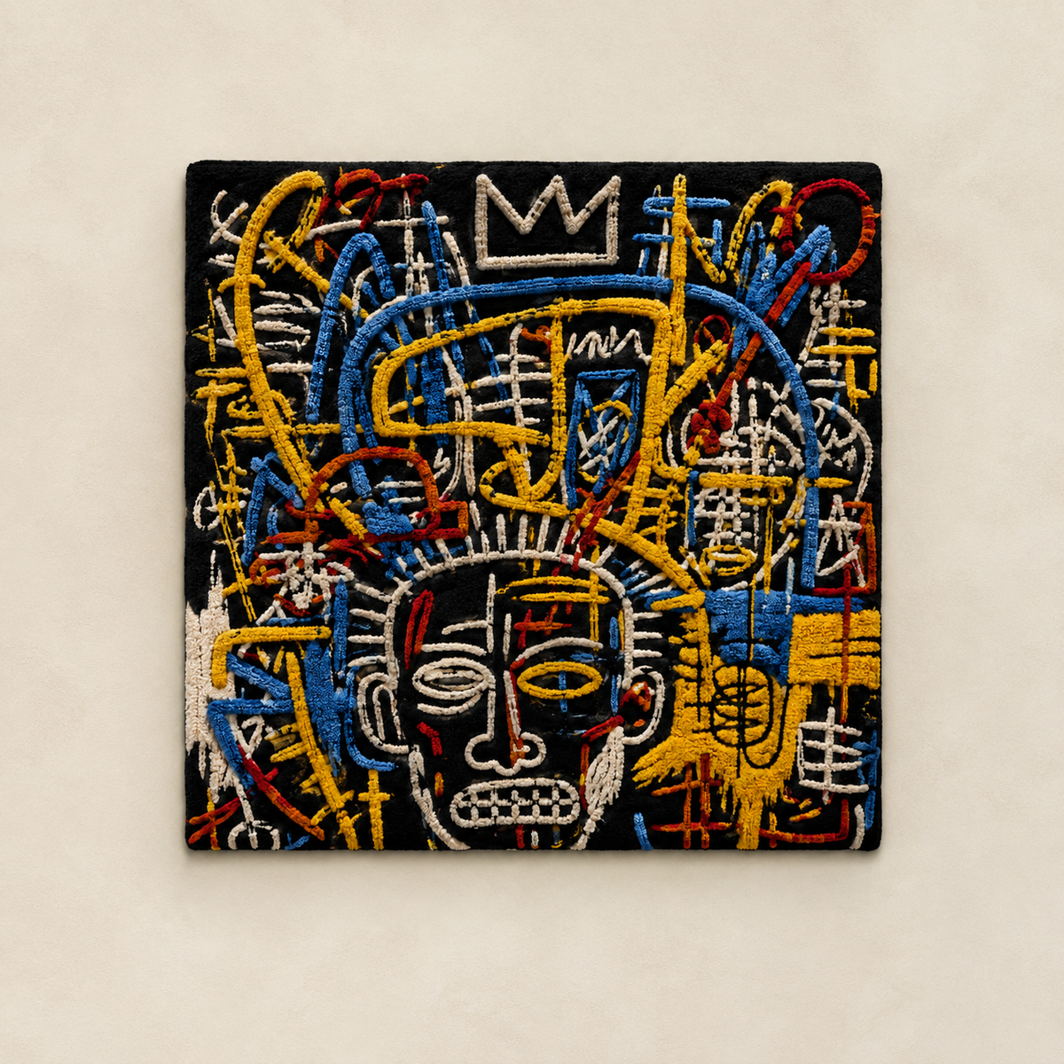 Hewn Earth Crowned Midnight Mind wall art featuring a dark, artistic design with a crowned figure on a textured background.